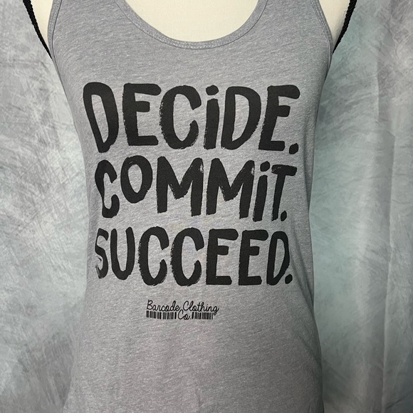 Barcode Clothing Co. Decide. Commit. Succeed. Gray Racerback Tank Top - Medium - Picture 2 of 9